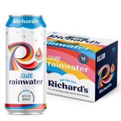 Richard's Rainwater Still Canned Water, 100% Rain, Naturally Purified Drinking Water (16 fl oz Aluminum Cans, Pack of 12)