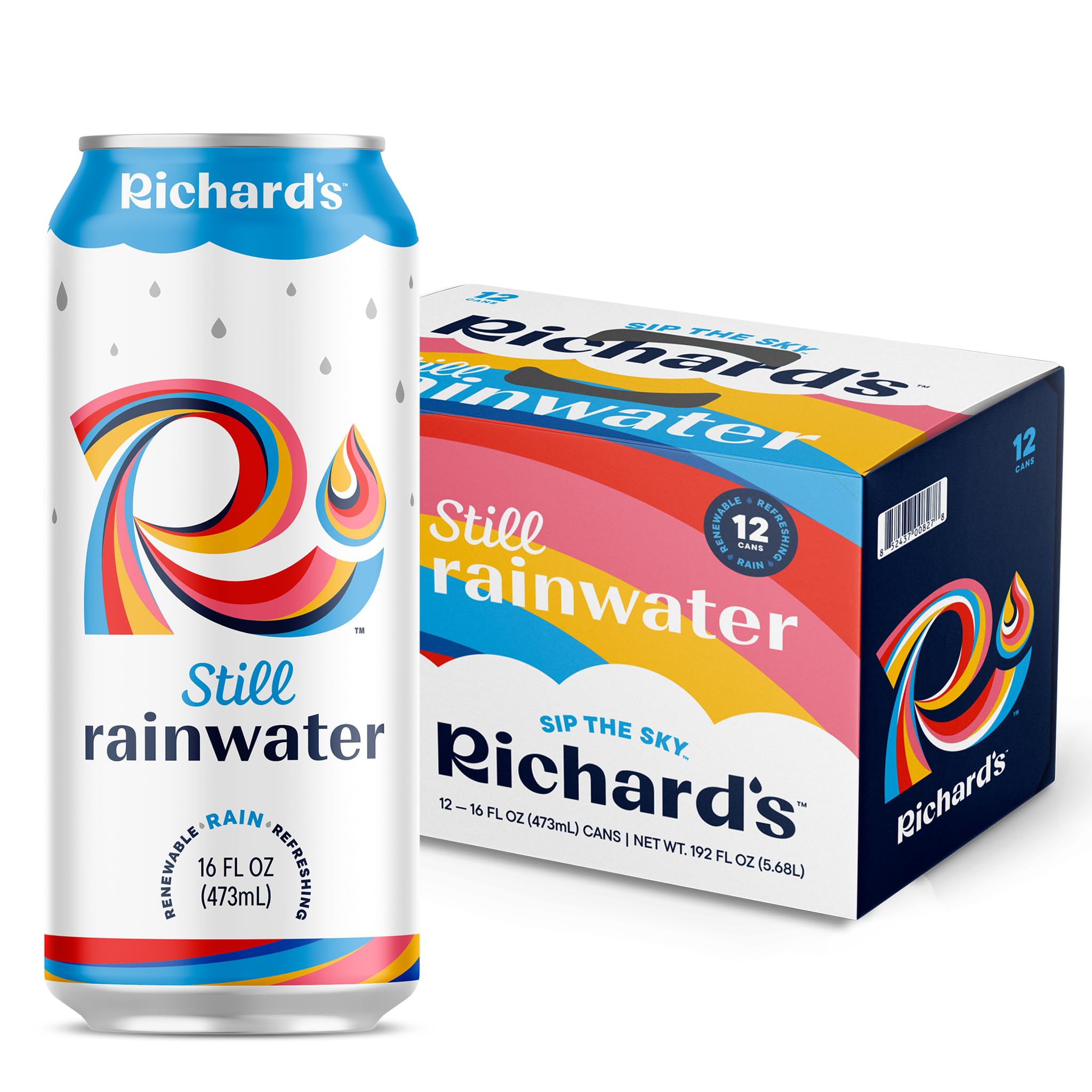 Richard's Rainwater Still Canned Water, 100% Rain, Naturally Purified Drinking Water (16 fl oz Aluminum Cans, Pack of 12) Richard's Rainwater Still Canned Water, 100% Rain, Naturally Purified Drinking Water (16 fl oz Aluminum Cans, Pack of 12)