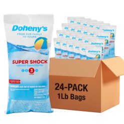 Doheny's Super Pool Shock, Pro-Grade Chlorine Shock, Quick-Dissolving, Fast-Acting 68% Cal-Hypo Granular Pool Shock, 24 x 1lb Bags