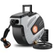 SUNPOW Retractable Garden Hose Reel, 1/2 inch x 50ft Wall Mounted Hose Reel with 3/4 inch Brass Fitting - Grey