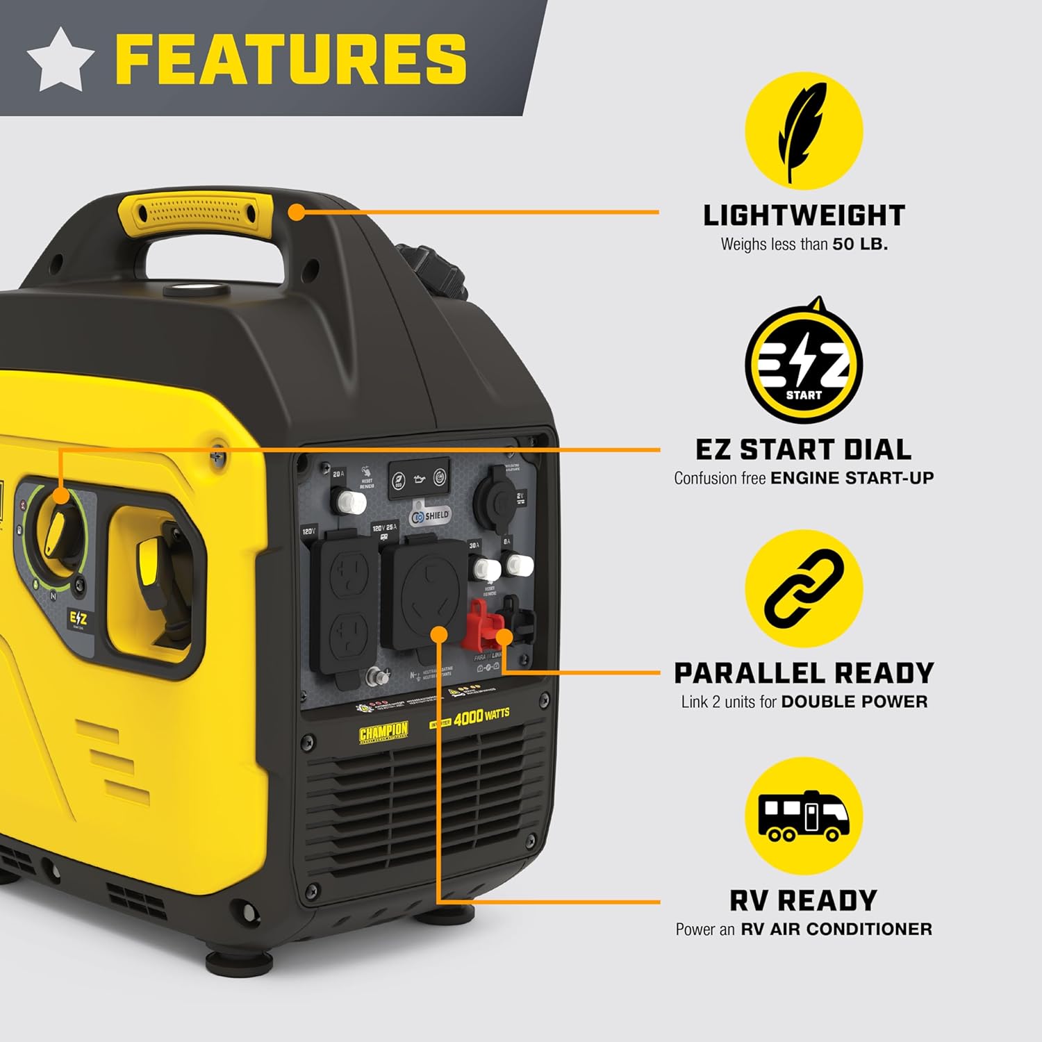 Champion Power Equipment 4000-Watt RV Ready Portable Inverter Generator with Quiet Technology and CO Shield Champion Power Equipment 4000-Watt RV Ready Portable Inverter Generator with Quiet Technology and CO Shield - Image 13