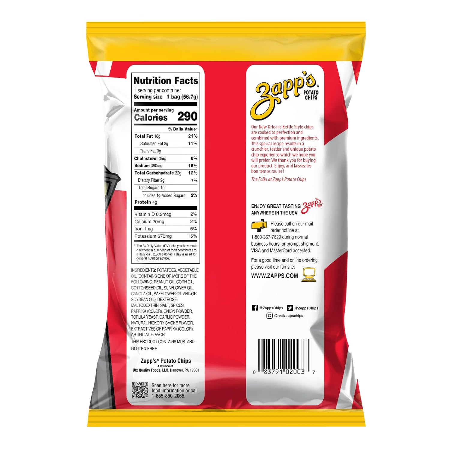 Zapp’s New Orleans Kettle-Style Potato Chips Cajun Crawtator Flavor (2 oz Bags, 25 Count), Crunchy Chips with a Spicy Kick Zapp’s New Orleans Kettle-Style Potato Chips Cajun Crawtator Flavor (2 oz Bags, 25 Count), Crunchy Chips with a Spicy Kick - Image 4
