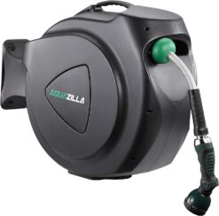 Retractable Garden Hose Reel, 100Ft x 5/8" Durable Wall Mounted Water Hose Reel with 180° Swivel Bracket