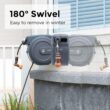 Giraffe Tools AW40 Retractable Hose Reel 5/8" x 90 ft Wall Mounted Garden Hose Reel Heavy Duty, Automatic Rewind, 90 ft, Dark Grey