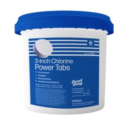 Pool Day 25lb Three-Inch Chlorine Power Tabs - 99% Trichlor, UV-Protected, Slow-Dissolving Formula for Crystal Clear Safe Water