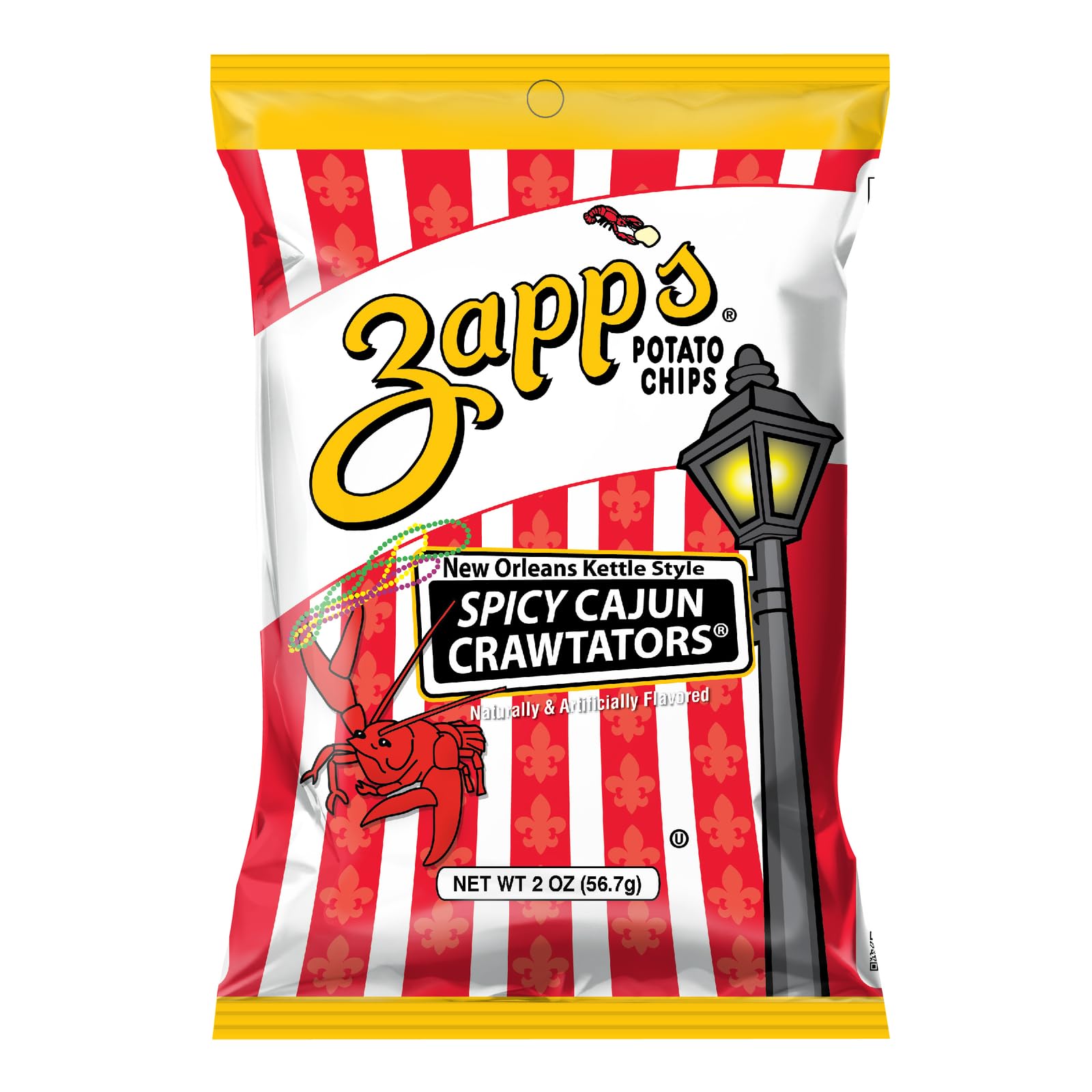 Zapp’s New Orleans Kettle-Style Potato Chips Cajun Crawtator Flavor (2 oz Bags, 25 Count), Crunchy Chips with a Spicy Kick Zapp’s New Orleans Kettle-Style Potato Chips Cajun Crawtator Flavor (2 oz Bags, 25 Count), Crunchy Chips with a Spicy Kick