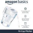 Amazon Basics 10-Cup Water Pitcher with Filter, Compatible with Brita, 1 Pack, White