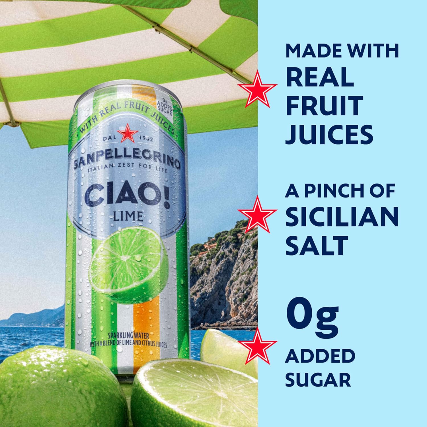 Sanpellegrino CIAO Lime Sparkling Water, Low-Calorie Italian Sparkling Water with Real Fruit Juices, 0g Added Sugar, 24-Pack Sanpellegrino CIAO Lime Sparkling Water, Low-Calorie Italian Sparkling Water with Real Fruit Juices, 0g Added Sugar, 24-Pack - Image 8