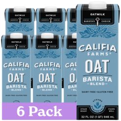 Califia Farms Oat Barista Blend Oat Milk, 32 Oz (Pack of 6), Shelf Stable, Non GMO, High Calcium, Milk Frother, Creamer, Oatmilk