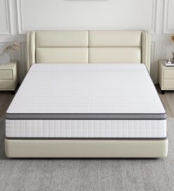 Queen Mattresses, 10 Inch Queen Size Mattress, Medium Firm Feel Memory Foam & Individual Pocket Springs, Pressure Relief & Support, Hybrid Mattress in a Box, CertiPUR-US Certified