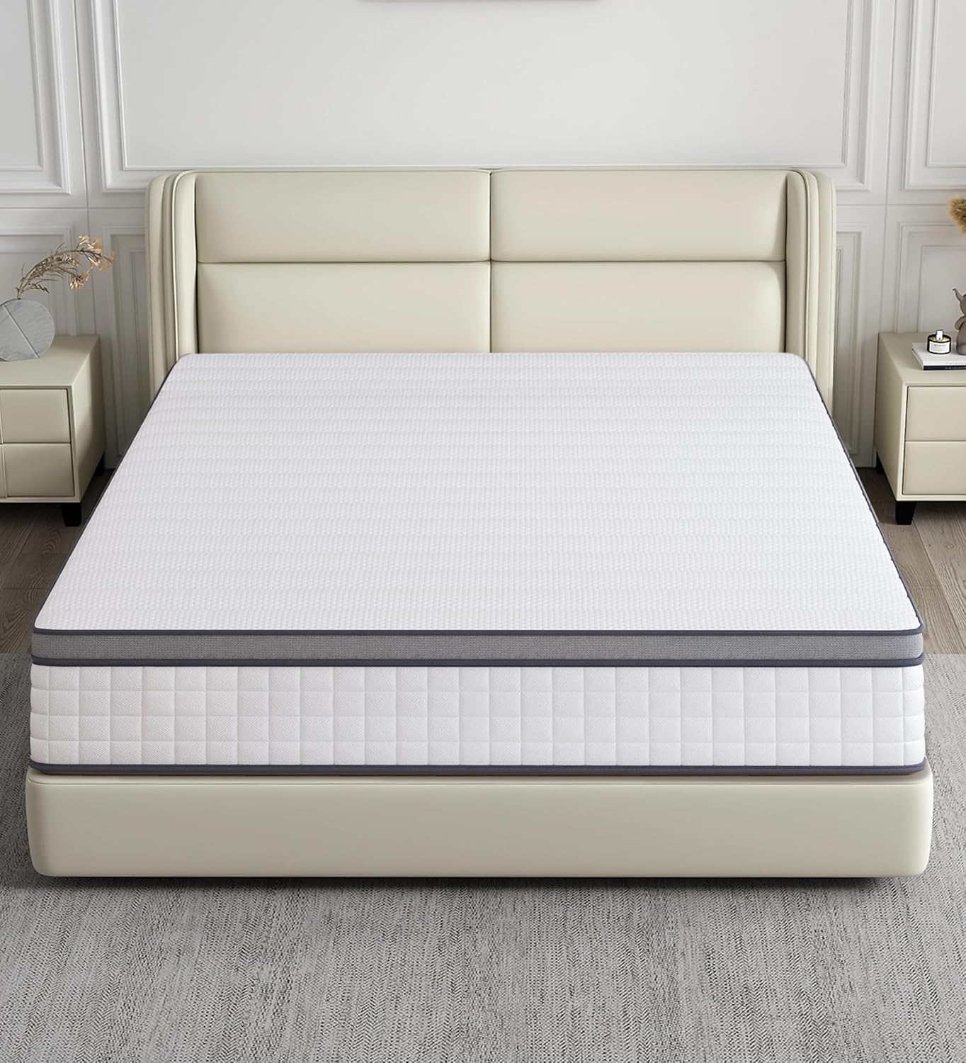 Elitspace Queen Mattresses, 10 Inch Queen Size Mattress, Medium Firm Feel Memory Foam & Individual Pocket Springs Queen Mattresses, 10 Inch Queen Size Mattress, Medium Firm Feel Memory Foam & Individual Pocket Springs, Pressure Relief & Support, Hybrid Mattress in a Box, CertiPUR-US Certified