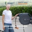Giraffe Tools AW40 Retractable Hose Reel 5/8" x 90 ft Wall Mounted Garden Hose Reel Heavy Duty, Automatic Rewind, 90 ft, Dark Grey