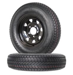 eCustomrim 2-Pack Trailer Tire On Rim Bias Ply ST175/80D13 175/80 Load Range C 5-4.5 Black Spoke Wheel - 2 Year Warranty w/Free Roadside