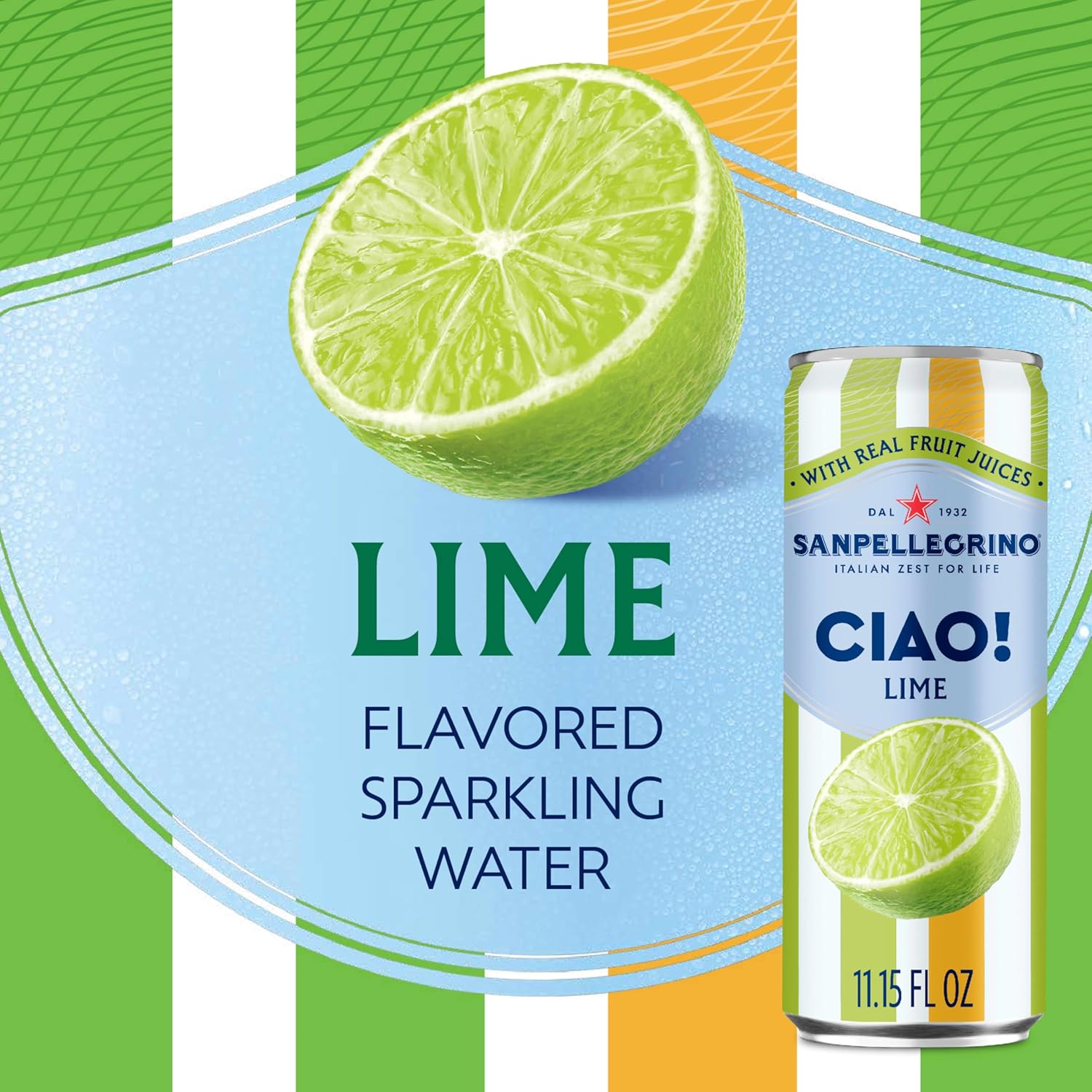 Sanpellegrino CIAO Lime Sparkling Water, Low-Calorie Italian Sparkling Water with Real Fruit Juices, 0g Added Sugar, 24-Pack Sanpellegrino CIAO Lime Sparkling Water, Low-Calorie Italian Sparkling Water with Real Fruit Juices, 0g Added Sugar, 24-Pack - Image 3