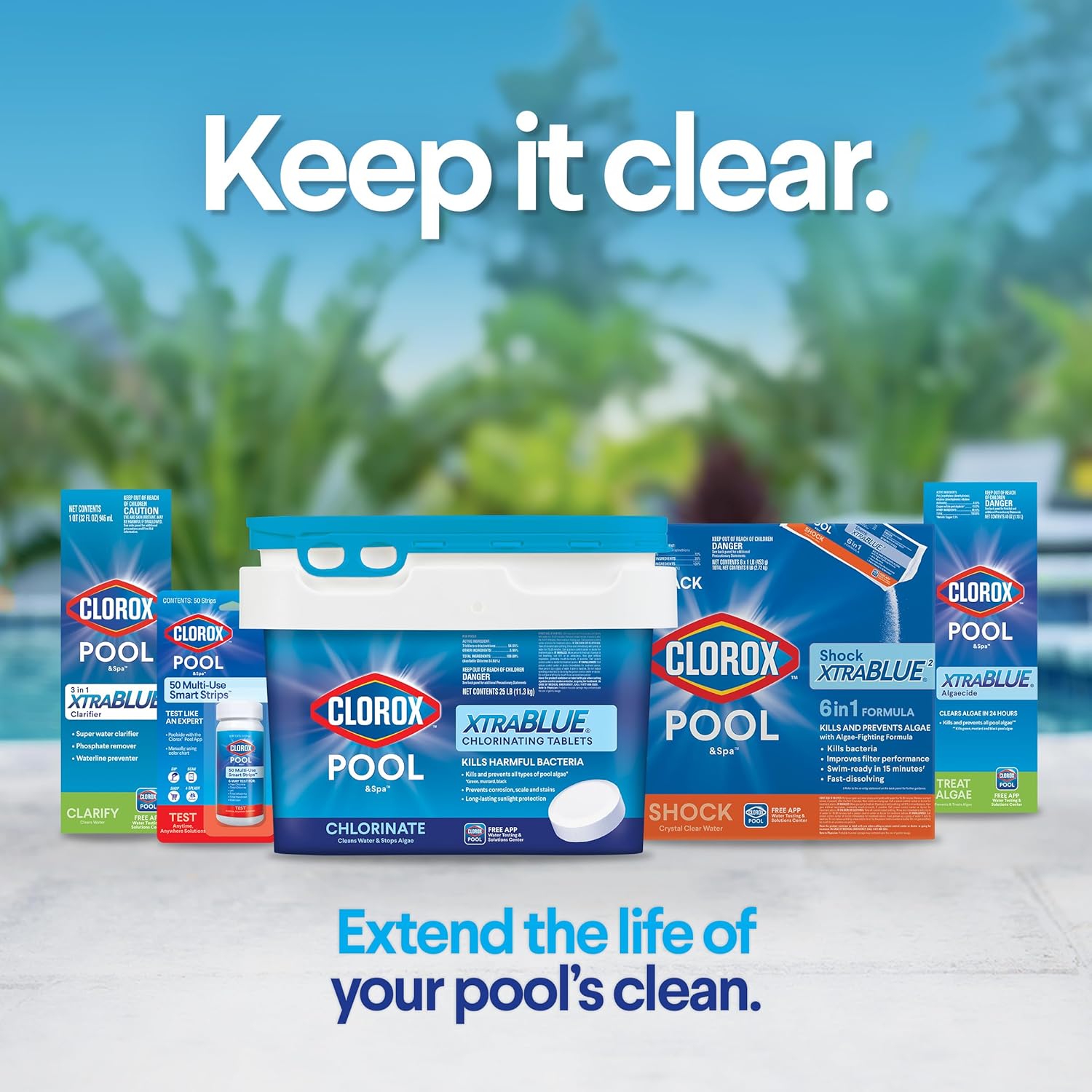 Clorox Pool&Spa XtraBlue 3” Swimming Pool Chlorinating Tablets, Kills Bacteria & Stops Algae (25 LB) Clorox Pool&Spa XtraBlue 3” Swimming Pool Chlorinating Tablets, Kills Bacteria & Stops Algae (25 LB) - Image 4