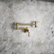 KOHLER Vibrant Brushed Moderne Brass Single Handle Wall-mount Pot Filler Kitchen Faucet KOHLER Vibrant Brushed Moderne Brass Single Handle Wall-mount Pot Filler Kitchen Faucet