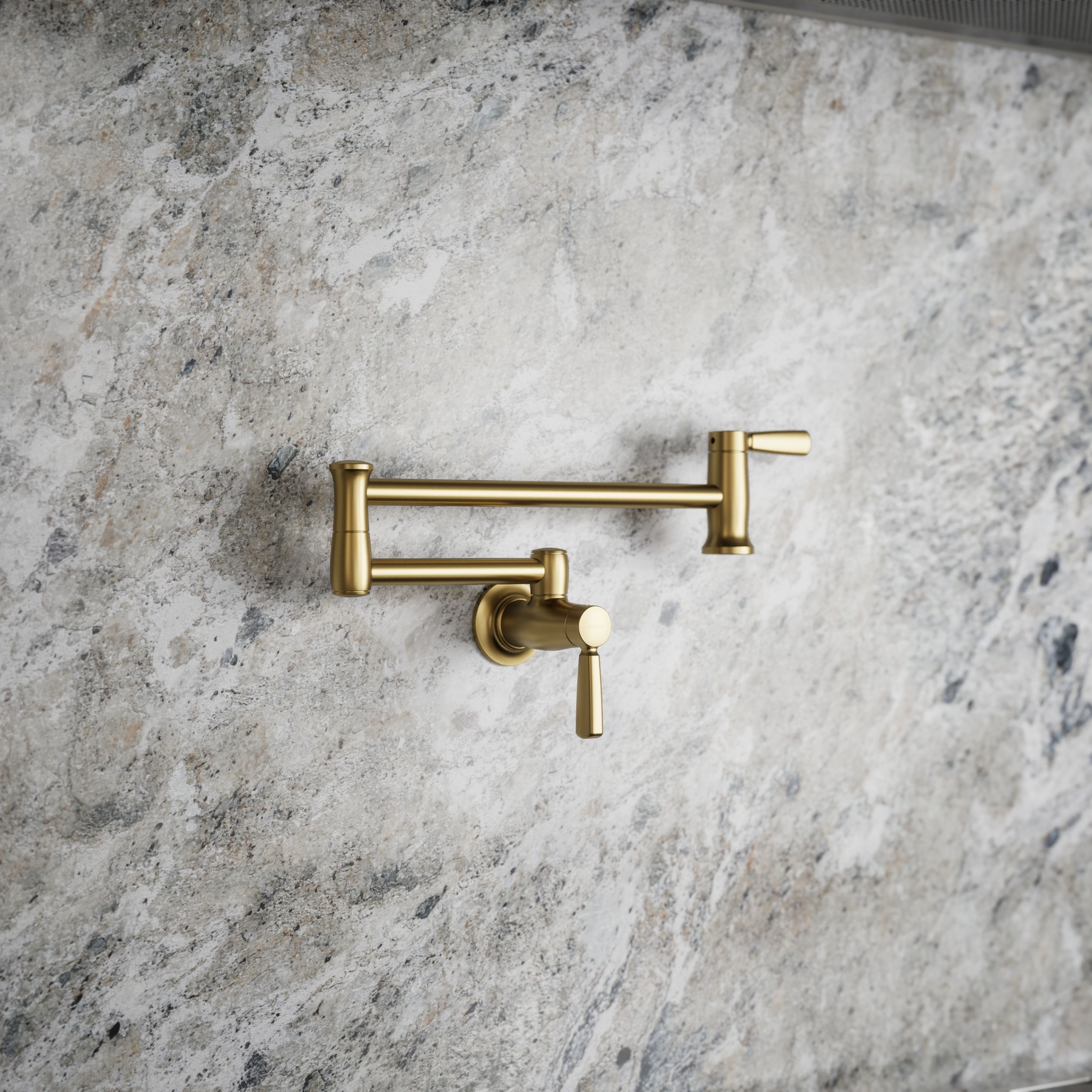 KOHLER Vibrant Brushed Moderne Brass Single Handle Wall-mount Pot Filler Kitchen Faucet KOHLER Vibrant Brushed Moderne Brass Single Handle Wall-mount Pot Filler Kitchen Faucet - Image 2