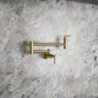 KOHLER Vibrant Brushed Moderne Brass Single Handle Wall-mount Pot Filler Kitchen Faucet KOHLER Vibrant Brushed Moderne Brass Single Handle Wall-mount Pot Filler Kitchen Faucet
