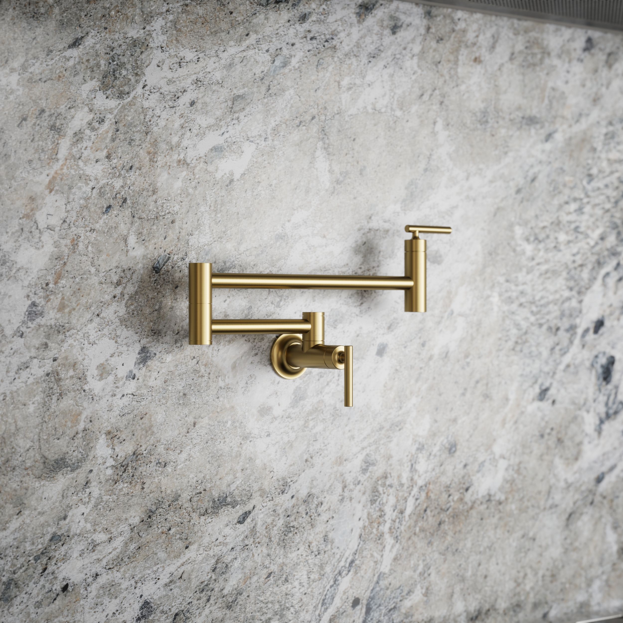 KOHLER Vibrant Brushed Moderne Brass Single Handle Wall-mount Pot Filler Kitchen Faucet KOHLER Vibrant Brushed Moderne Brass Single Handle Wall-mount Pot Filler Kitchen Faucet - Image 2