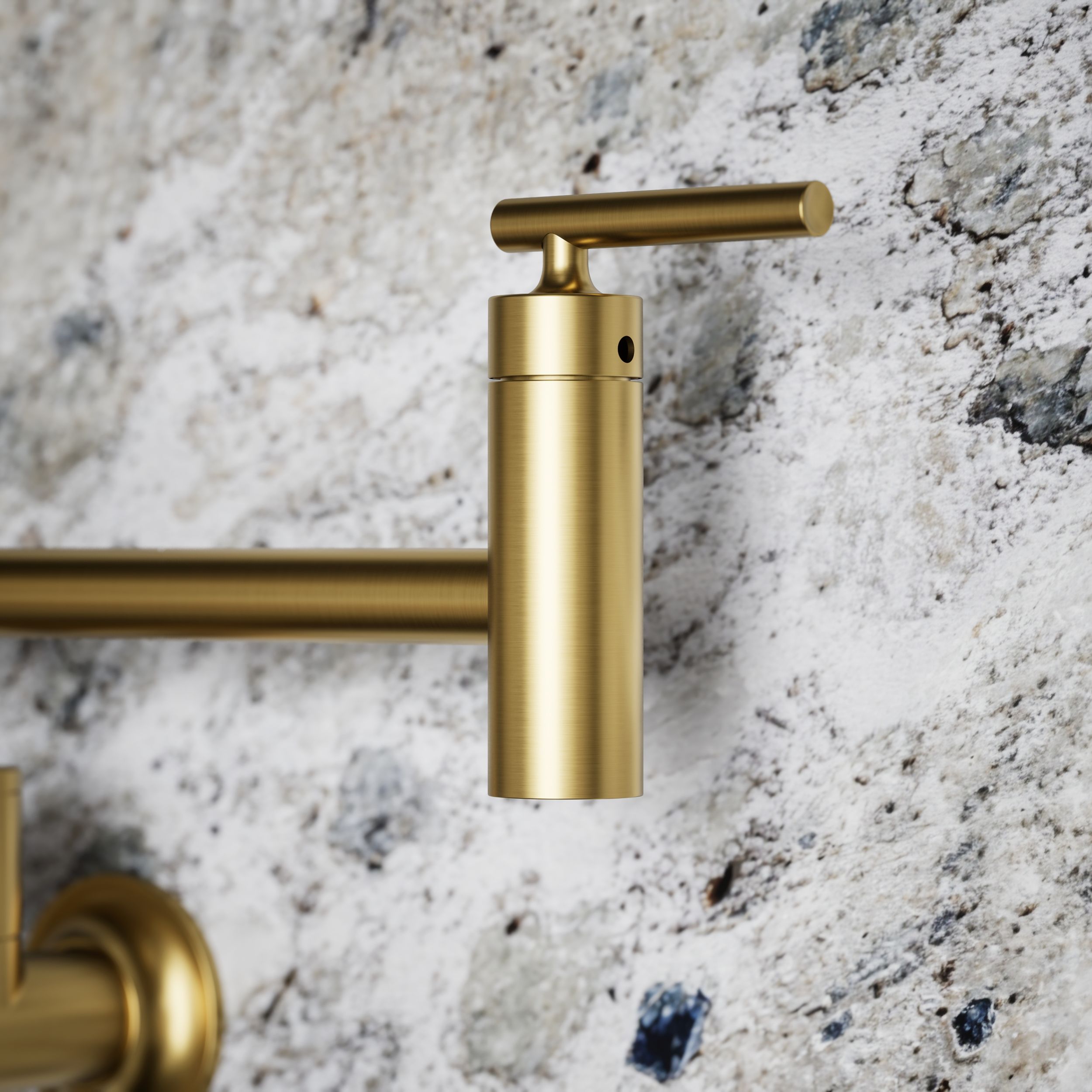 KOHLER Vibrant Brushed Moderne Brass Single Handle Wall-mount Pot Filler Kitchen Faucet KOHLER Vibrant Brushed Moderne Brass Single Handle Wall-mount Pot Filler Kitchen Faucet - Image 4