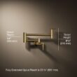 KOHLER Vibrant Brushed Moderne Brass Single Handle Wall-mount Pot Filler Kitchen Faucet KOHLER Vibrant Brushed Moderne Brass Single Handle Wall-mount Pot Filler Kitchen Faucet
