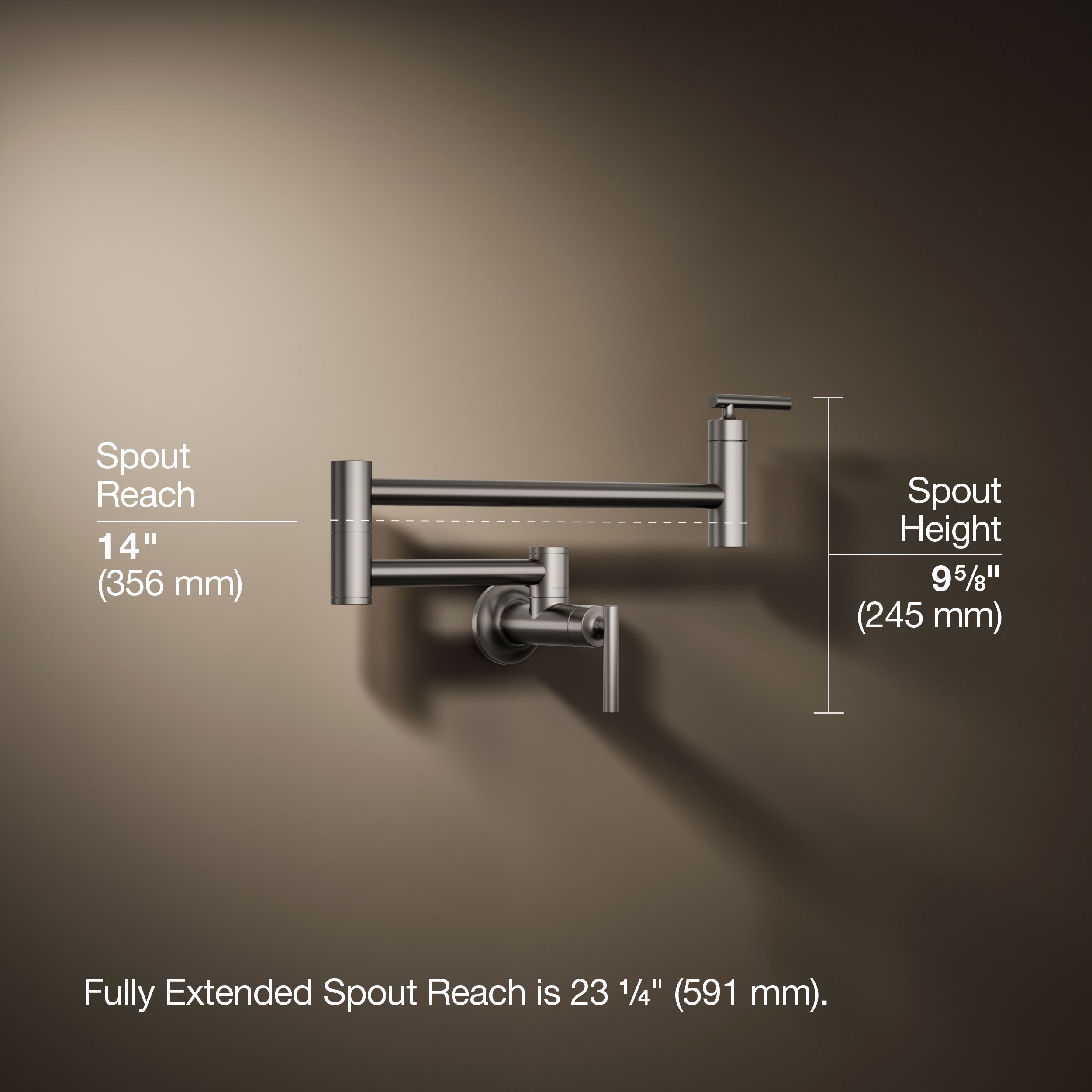 KOHLER Vibrant Stainless Single Handle Wall-mount Pot Filler Kitchen Faucet KOHLER Vibrant Stainless Single Handle Wall-mount Pot Filler Kitchen Faucet - Image 3