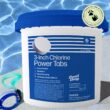 Pool Day 25lb Three-Inch Chlorine Power Tabs - 99% Trichlor, UV-Protected, Slow-Dissolving Formula for Crystal Clear Safe Water
