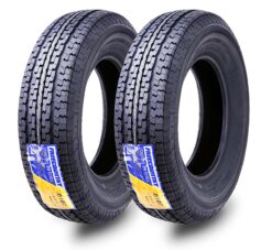 Free Country GRAND RIDE Set 2 ST205/75R15 Premium Trailer Tires 205 75 15 8-Ply Load Range D w/Scuff Guard 8mm Tread Depth