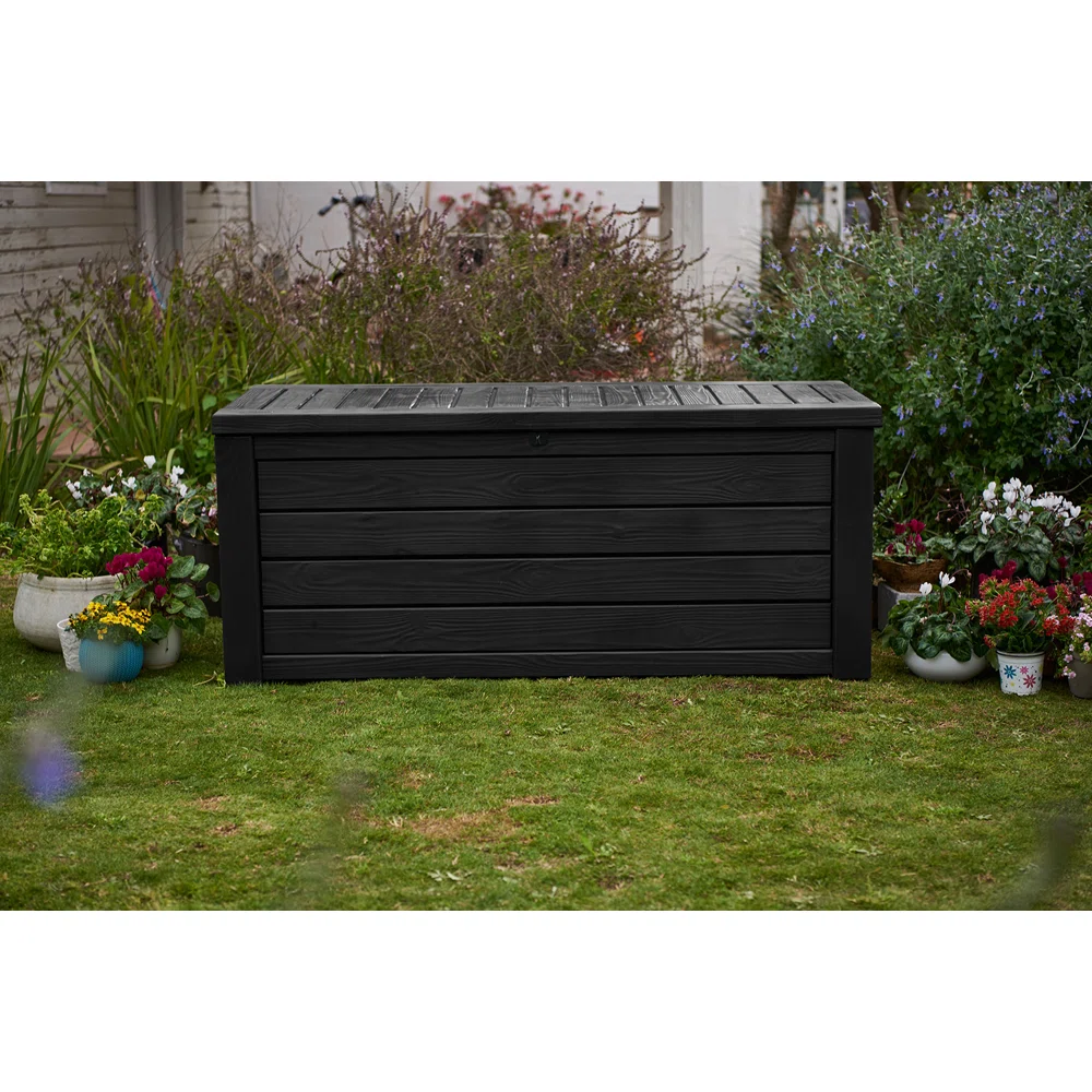 Keter Westwood 150 Gallon Large Durable Resin Outdoor Storage and Organization Deck Box For Patio Furniture and Supplies, Gray Keter Westwood 150 Gallon Large Durable Resin Outdoor Storage and Organization Deck Box For Patio Furniture and Supplies, Gray - Image 5