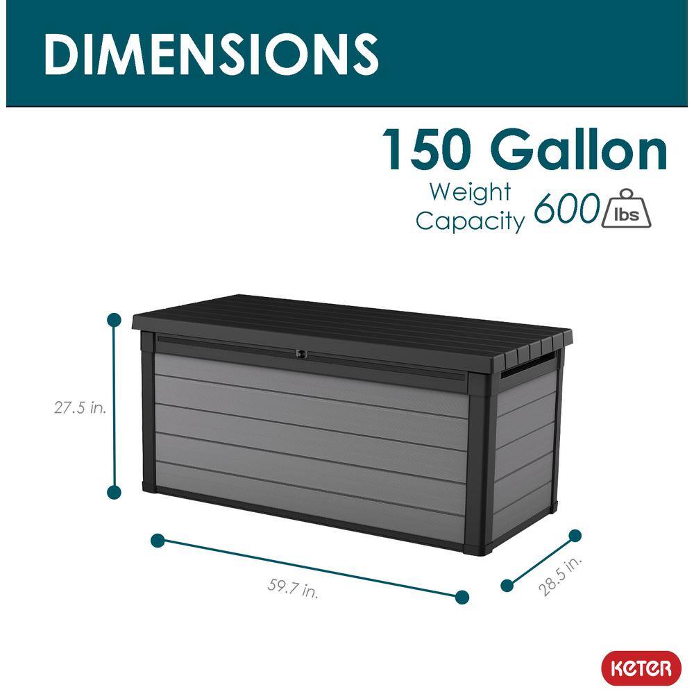Keter Premier 150 Gallon Durable Resin Outdoor Storage and Organization Deck Box Ideal For Garden Patio Furniture and Supplies, Grey Keter Premier 150 Gallon Durable Resin Outdoor Storage and Organization Deck Box Ideal For Garden Patio Furniture and Supplies, Grey - Image 3