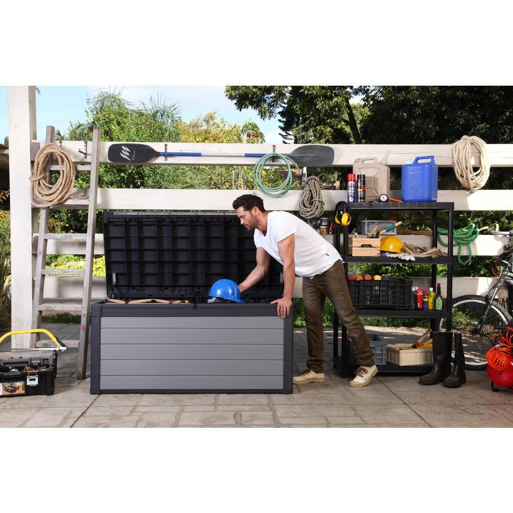 Keter Premier 150 Gallon Durable Resin Outdoor Storage and Organization Deck Box Ideal For Garden Patio Furniture and Supplies, Grey Keter Premier 150 Gallon Durable Resin Outdoor Storage and Organization Deck Box Ideal For Garden Patio Furniture and Supplies, Grey - Image 9