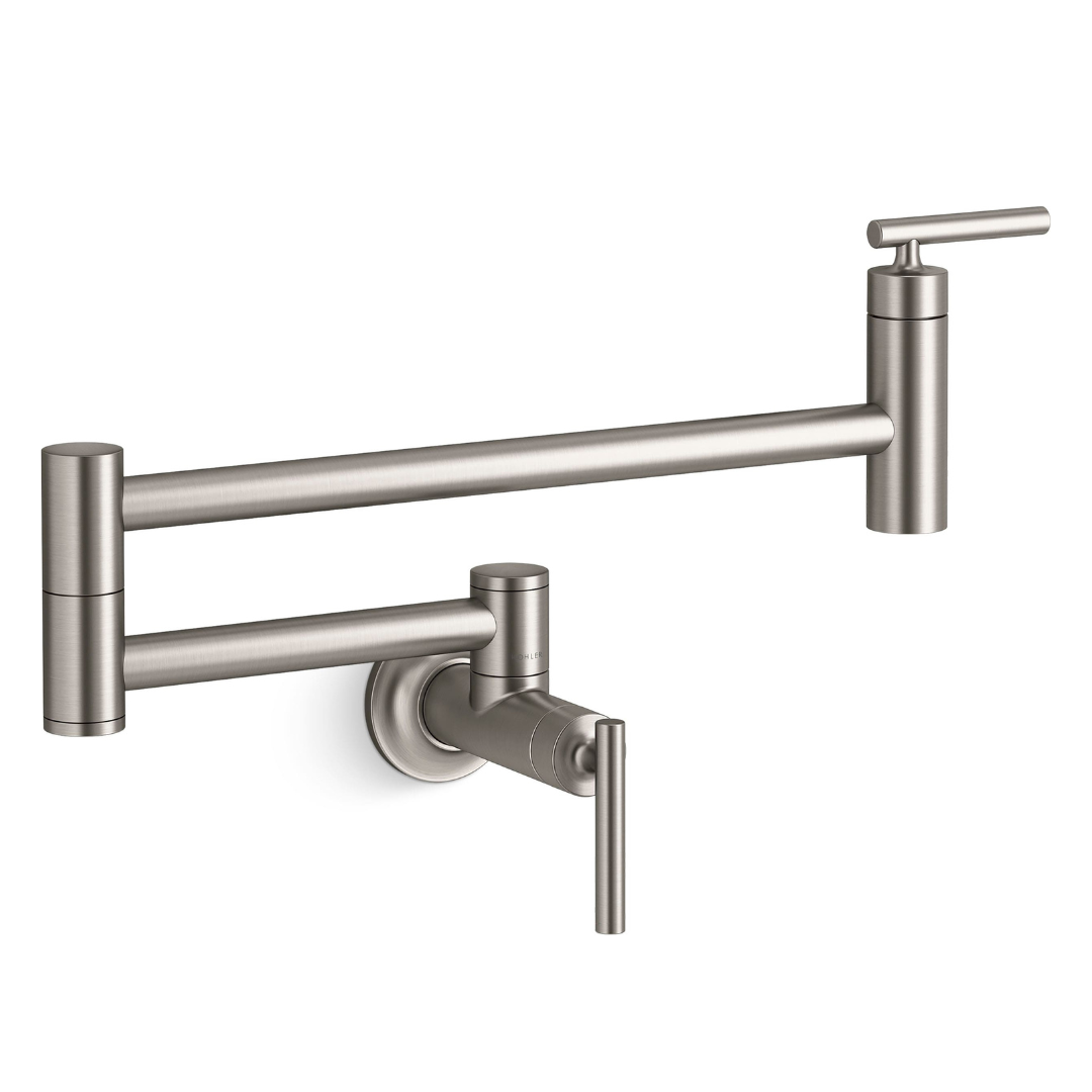 KOHLER Vibrant Stainless Single Handle Wall-mount Pot Filler Kitchen Faucet KOHLER Vibrant Stainless Single Handle Wall-mount Pot Filler Kitchen Faucet