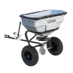 Yard Commander - 125 LB Tow Behind Lawn & Garden Broadcast Spreader - Seed, Fertilizer, Salt, Ice Melt - Premium Aluminum Cast Gears