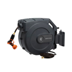 Giraffe Tools AW505/8 Retractable Garden Hose Reel 5/8" x 115+5 ft, Slow Retraction, Dark Grey