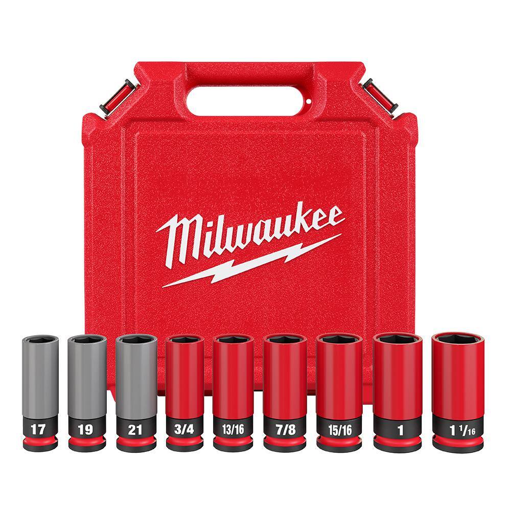Milwaukee SHOCKWAVE Impact-Duty 1/2 in. Drive Deep SAE & Metric Lug Nut Impact Socket Set (9-Piece) 49-66-7832 Milwaukee SHOCKWAVE Impact-Duty 1/2 in. Drive Deep SAE & Metric Lug Nut Impact Socket Set (9-Piece) 49-66-7832