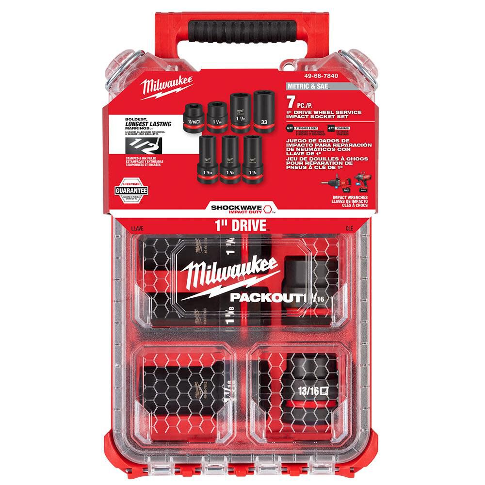 Milwaukee 49-66-7840 SHOCKWAVE Impact Duty 1 in Drive 7 Piece MM & SAE Wheel Service Socket PACKOUT Set Milwaukee 49-66-7840 SHOCKWAVE Impact Duty 1 in Drive 7 Piece MM & SAE Wheel Service Socket PACKOUT Set - Image 3
