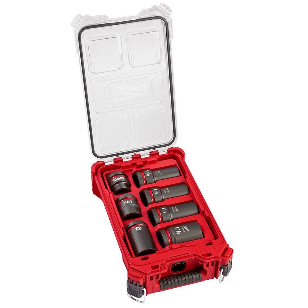 Milwaukee 49-66-7840 SHOCKWAVE Impact Duty 1 in Drive 7 Piece MM & SAE Wheel Service Socket PACKOUT Set Milwaukee 49-66-7840 SHOCKWAVE Impact Duty 1 in Drive 7 Piece MM & SAE Wheel Service Socket PACKOUT Set