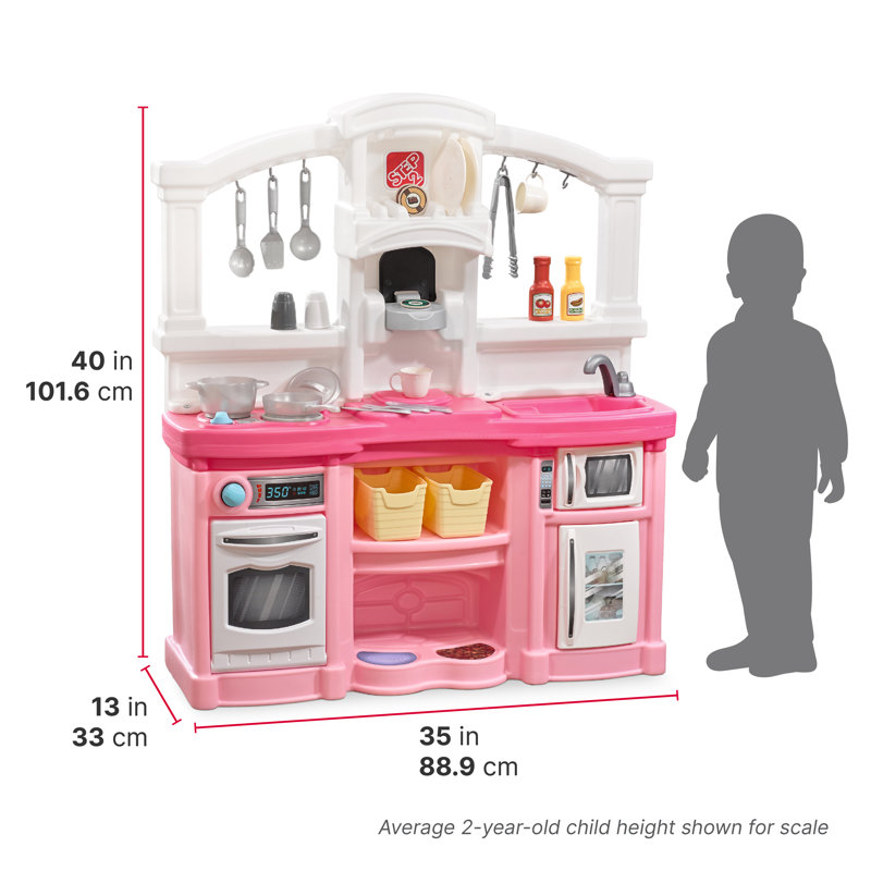 Step2 Fun with Friends Toddler Pretend Play Toy Kitchen Set , Pink/White