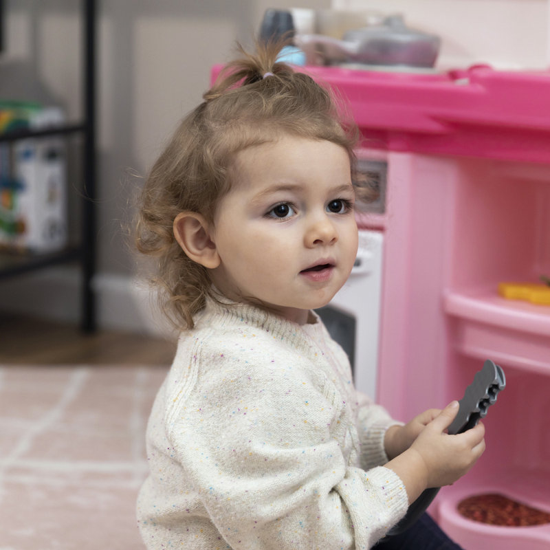 Step2 Fun with Friends Toddler Pretend Play Toy Kitchen Set , Pink/White