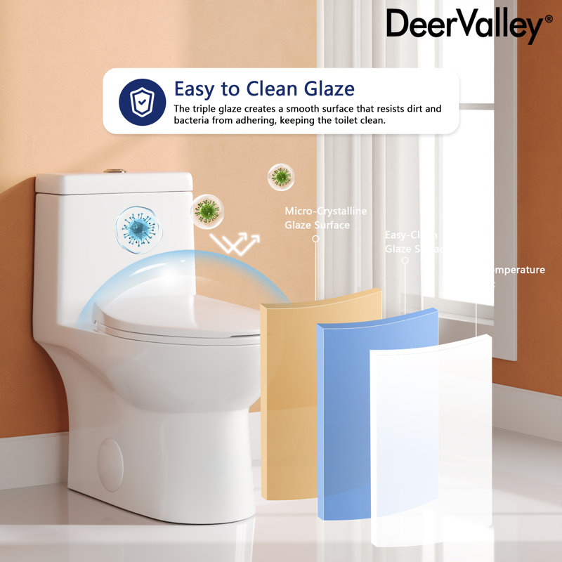 Ally Dual-Flush Elongated One-Piece Toilet with Glazed Surface Modern Toilet with Comfort Seat Height (Seat Included)