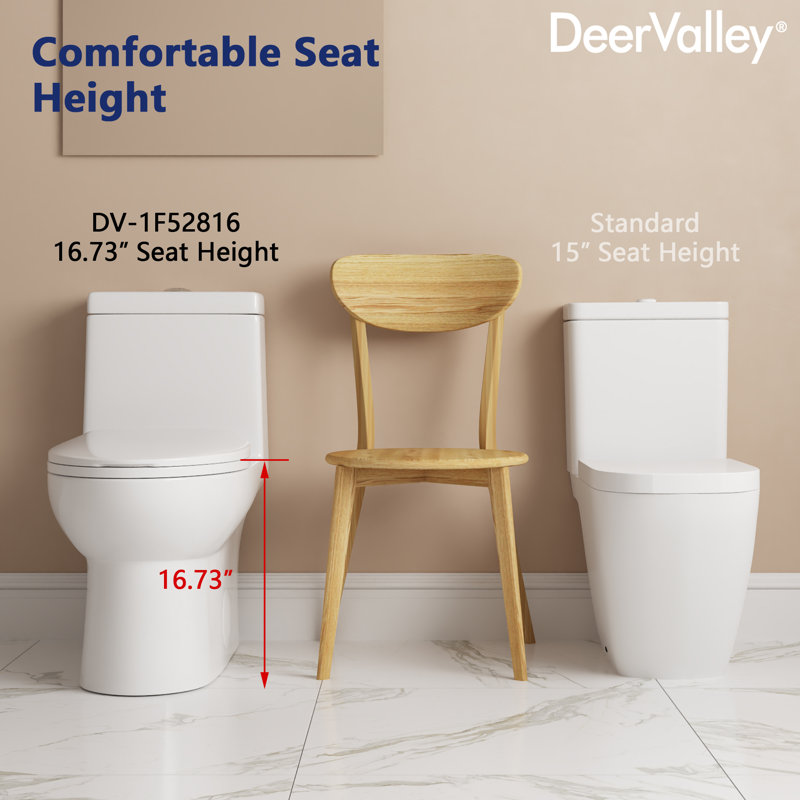 Ally Dual-Flush Elongated One-Piece Toilet with Glazed Surface Modern Toilet with Comfort Seat Height (Seat Included)