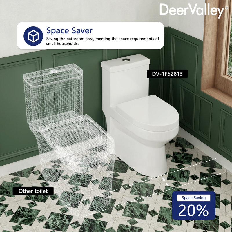 Liberty Compact Toilet, Modern One-Piece Round Toilet with Dual Flush, Easy Cleaning Fully Skirted Design(Seat Included)