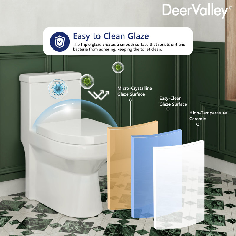 Liberty Compact Toilet, Modern One-Piece Round Toilet with Dual Flush, Easy Cleaning Fully Skirted Design(Seat Included)