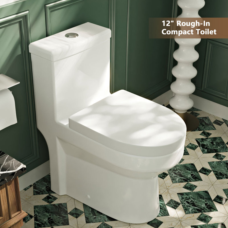Liberty Compact Toilet, Modern One-Piece Round Toilet with Dual Flush, Easy Cleaning Fully Skirted Design(Seat Included)
