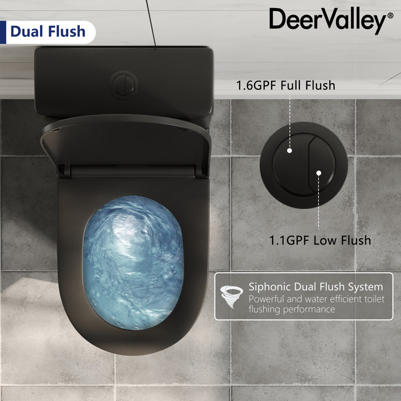 Liberty Compact Toilet, Modern One-Piece Round Toilet with Dual Flush, Easy Cleaning Fully Skirted Design(Seat Included)