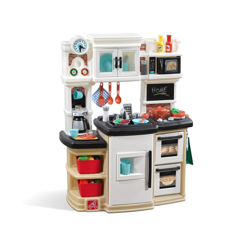 Step2 Great Gourmet Toddler Pretend Play Kitchen Set, Brown/White Step2 Great Gourmet Toddler Pretend Play Kitchen Set, Brown/White