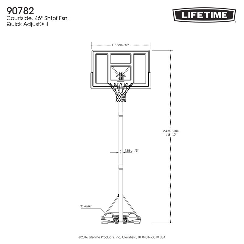 Lifetime Height Adjustable Portable Basketball Hoop (46" Polycarbonate Backboard)