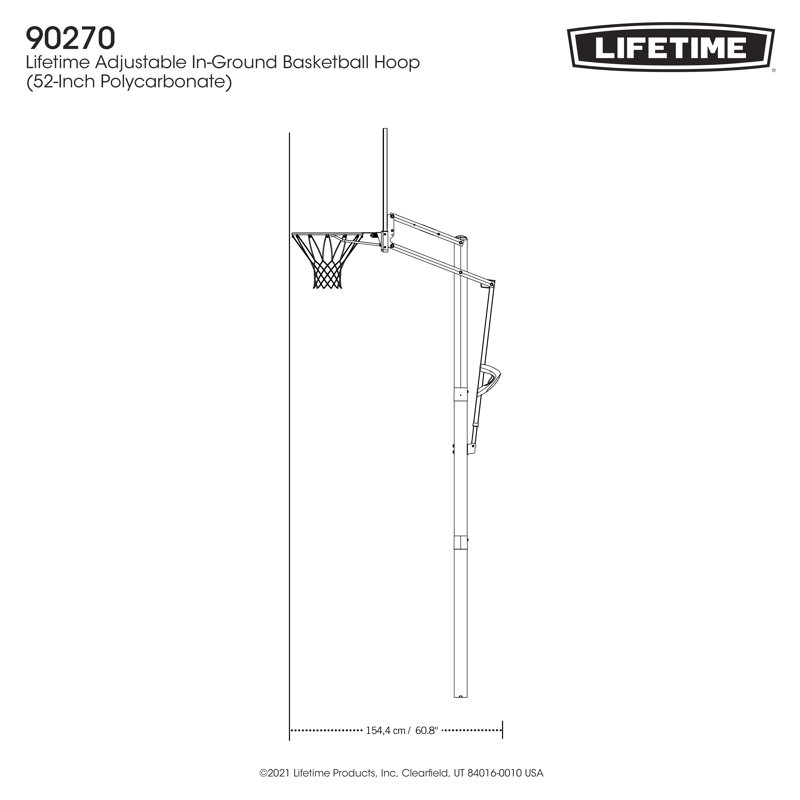 Lifetime Height Adjustable In-Ground Basketball Hoop (52" Polycarbonate Backboard)