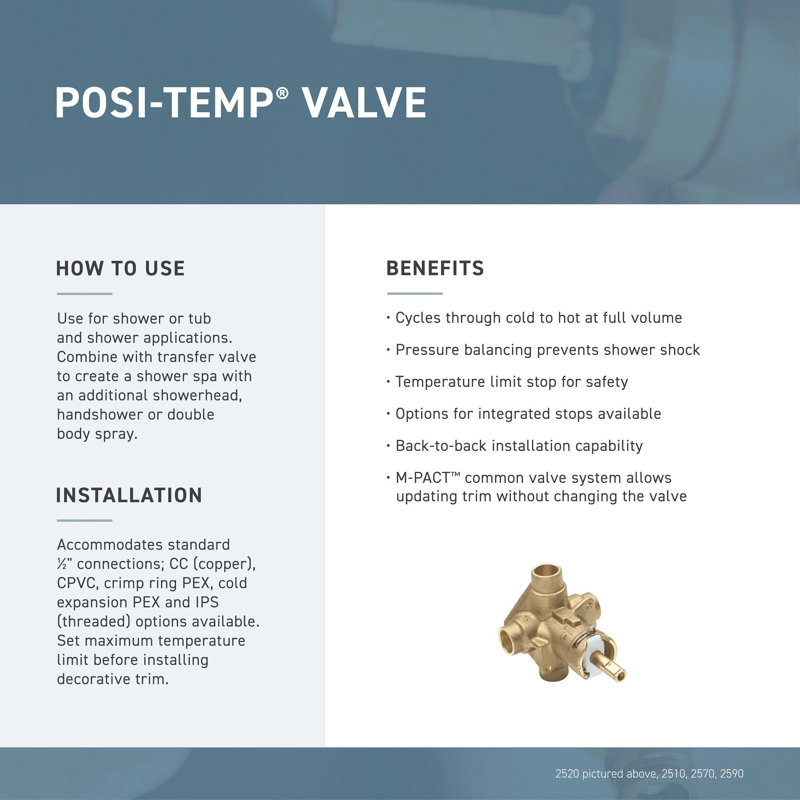 Moen Cia Posi-Temp Eco-Performance Tub and Shower Faucet Trim Kit, Valve Required