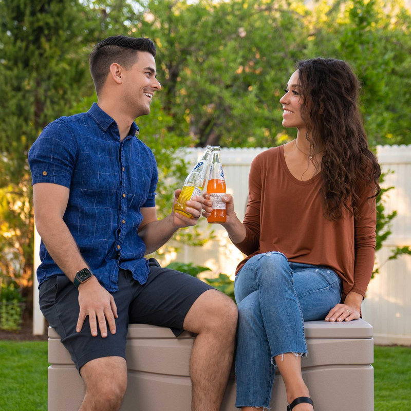 Lifetime 39'' W 80 Gallons Water Resistant Polyethylene Plastic Lockable Deck Box in Desert Sand